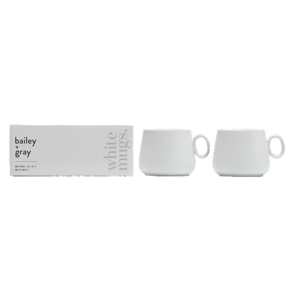 Bailey + Gray Matte White Mug 280ml (Set of 2)