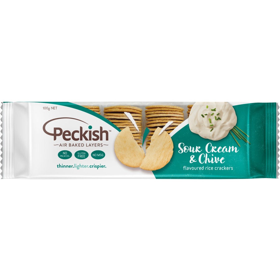 Peckish Sour Cream & Chives Rice Crackers 90g