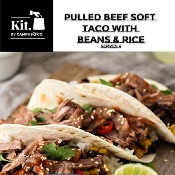 Mexican Pulled Beef Soft Taco With Beans & Rice Meal kit 4 person