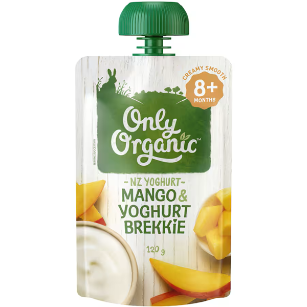 Only Organic Stage 3 Baby Food Mango Yoghurt Brekkie Squeeze Pouch 120g