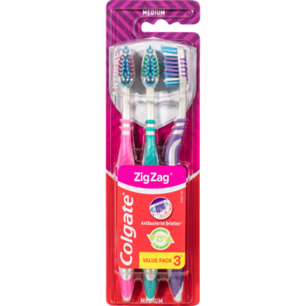 Colgate ZigZag Toothbrushes Medium 3 pk