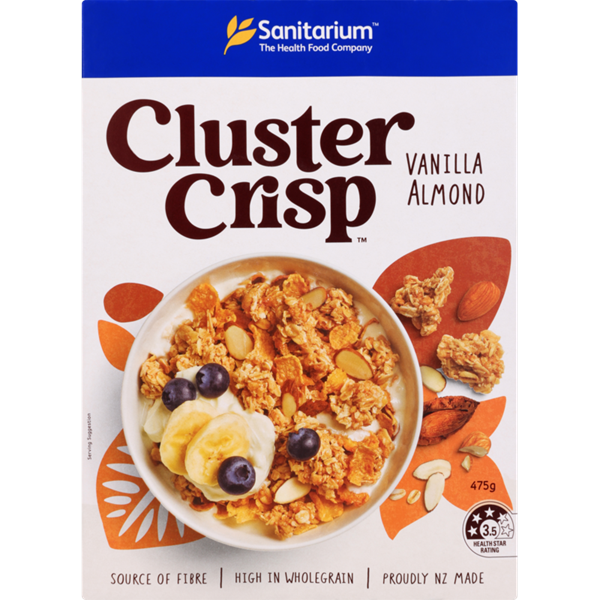 Sanitarium Cluster Crisp Vanilla Almond Cereal 475g