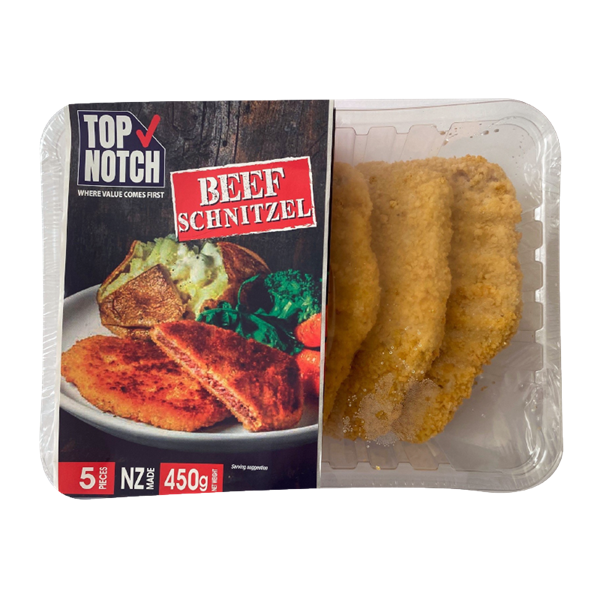 Top Notch Frozen Crumbed Beef Schnitzel 5pk 450g