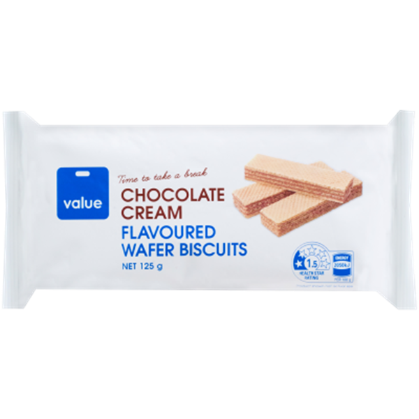 Value Chocolate Cream Wafer Biscuits 125g