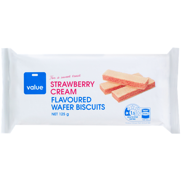 Value Strawberry Cream Wafer Biscuits 125g