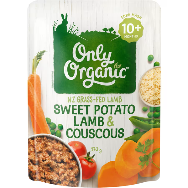 Only Organic 10 Months+ Baby Food Sweet Potato With Lamb & Couscous Squeeze Pouch 170g