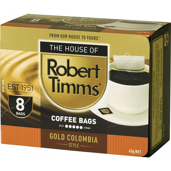 Robert Timms Coffee Bag Gold Colombia 8pk