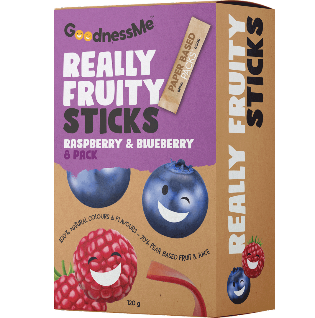 GoodnessMe Really Fruity Raspberry & Blueberry Fruit Sticks 8pk 120g