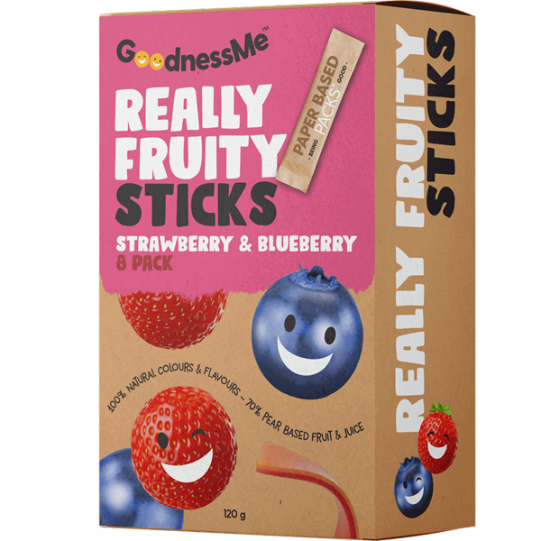 GoodnessMe Really Fruity Strawberry & Blueberry Fruit Sticks 8pk 120g
