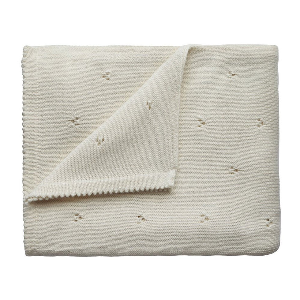 Mushie Knitted Blanket - Pointelle Ivory