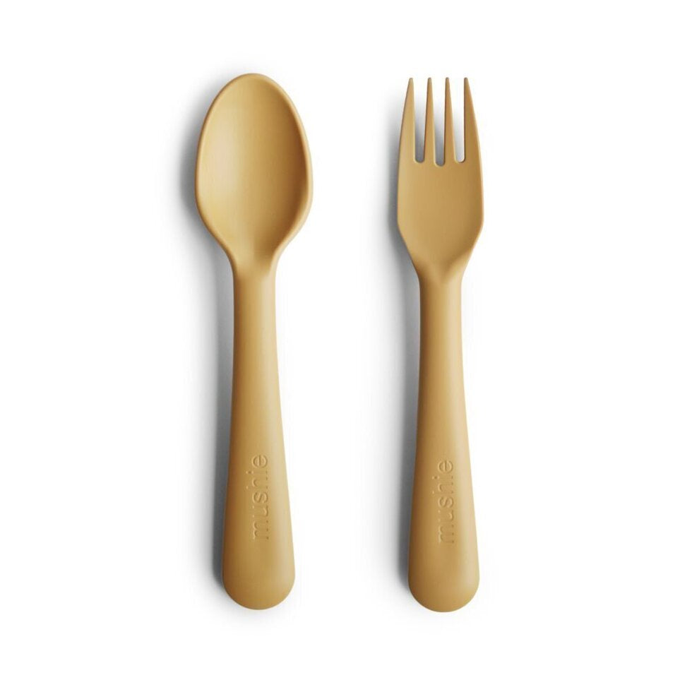 Mushie Baby Fork & Spoon - Mustard