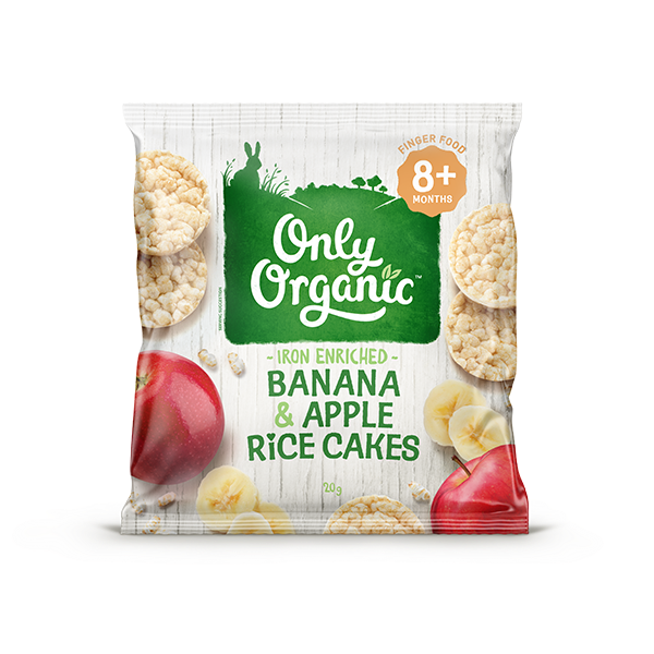 Only Organic Baby Snacks Banana Apple Rice Cakes 20g