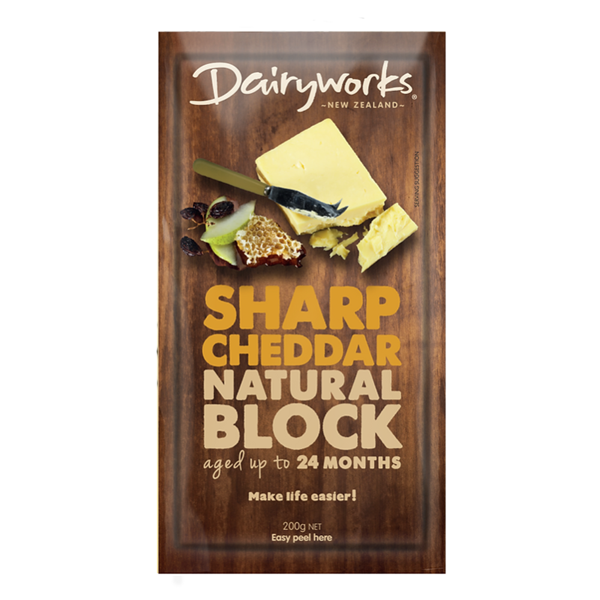 Dairyworks Sharp Cheddar Natural Cheese Block 200g