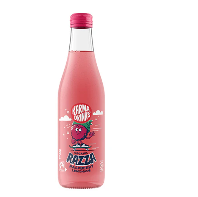 Karma Soda Organic Raspberry Lemonade Razza bottle 300mL