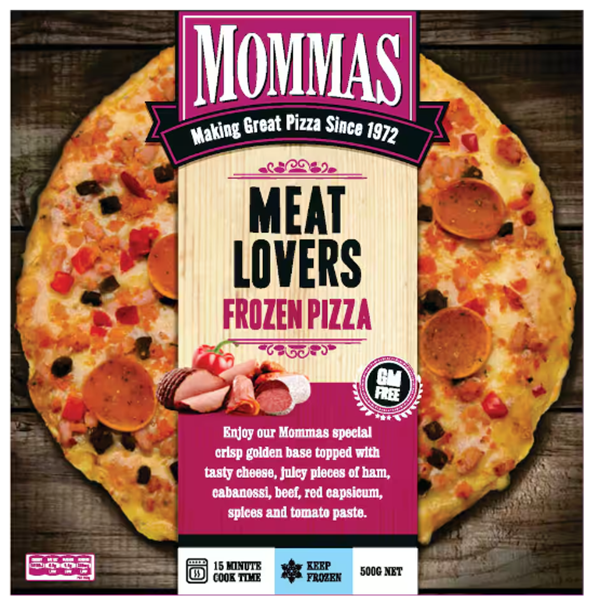 Mommas Frozen Meat Lovers Pizza 500g