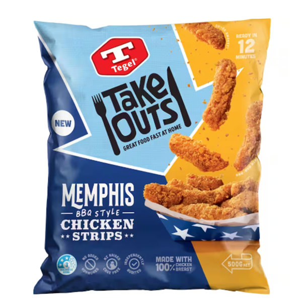 Tegel Take Outs Free Range Memphis BBQ Chicken Strips 500g