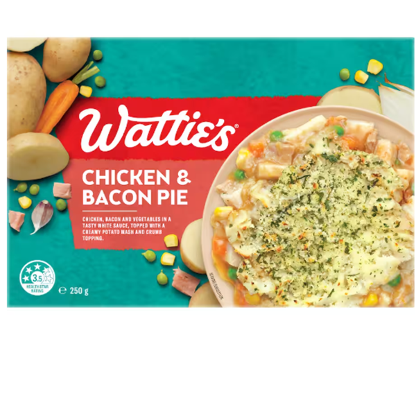 Watties Frozen Meal Chicken & Bacon Pie 250G