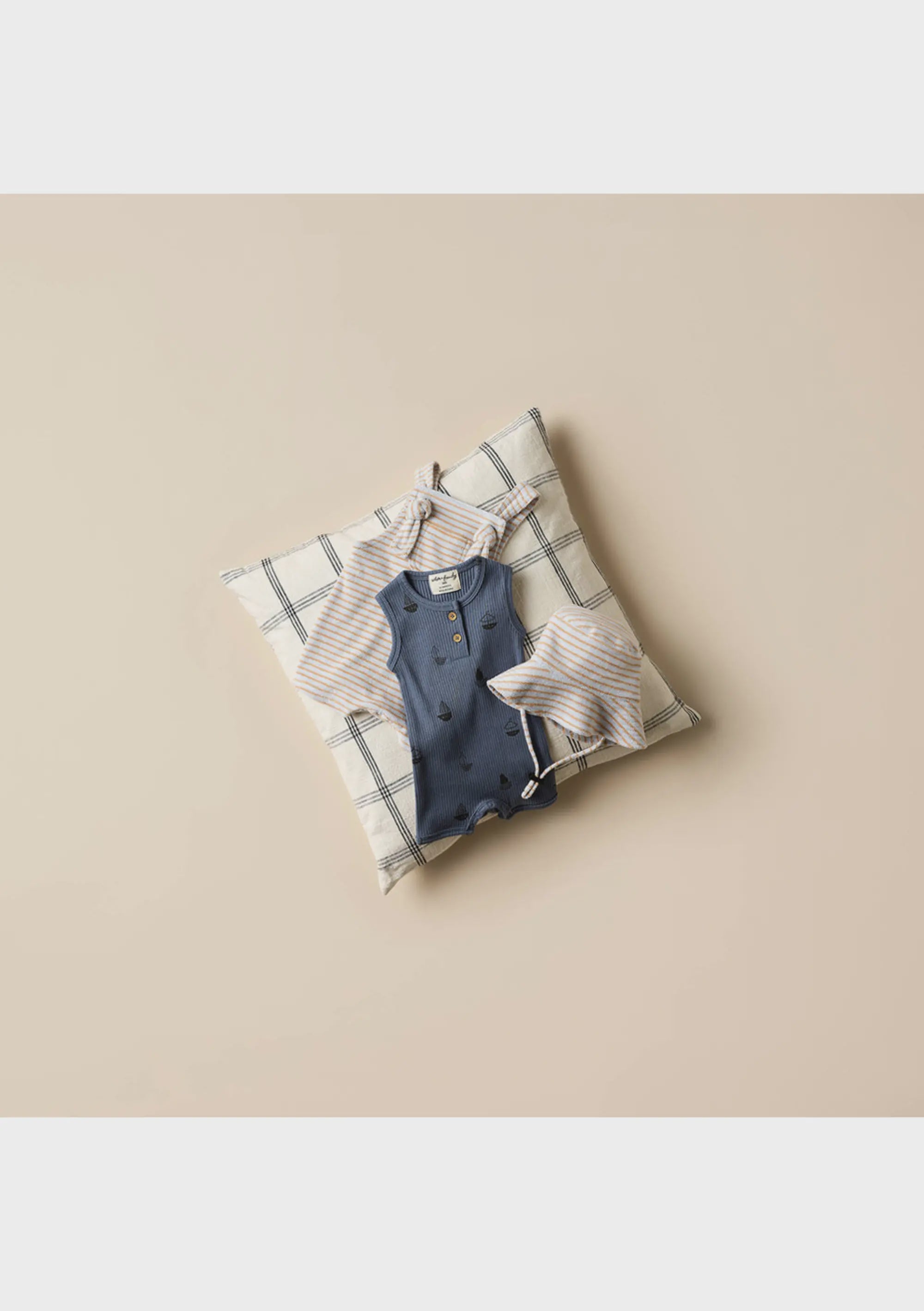 Wilson & Frenchy Organic Terry Overalls - Nutmeg Stripe / 0-3 Months