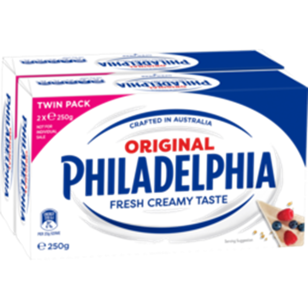 Philadelphia Cream Cheese Twin Pack 500G Block