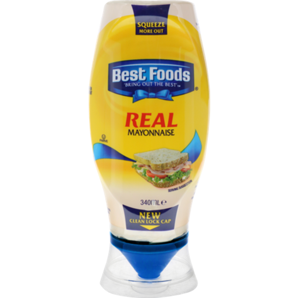 Best Foods Mayonnaise Real Squeeze 340ml