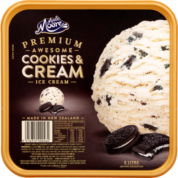 Much Moore Awesome Ice Cream Cookies & Cream 2L Tub