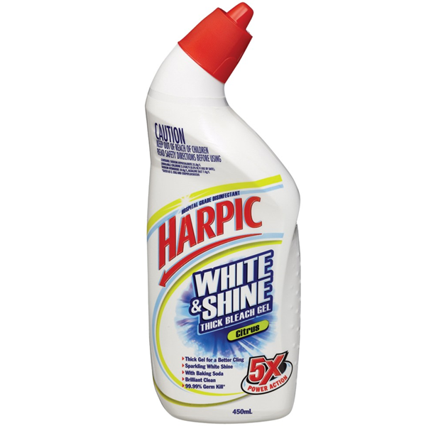 Harpic White & Shine Fresh Thick Bleach Gel Toilet Cleaner 450ml