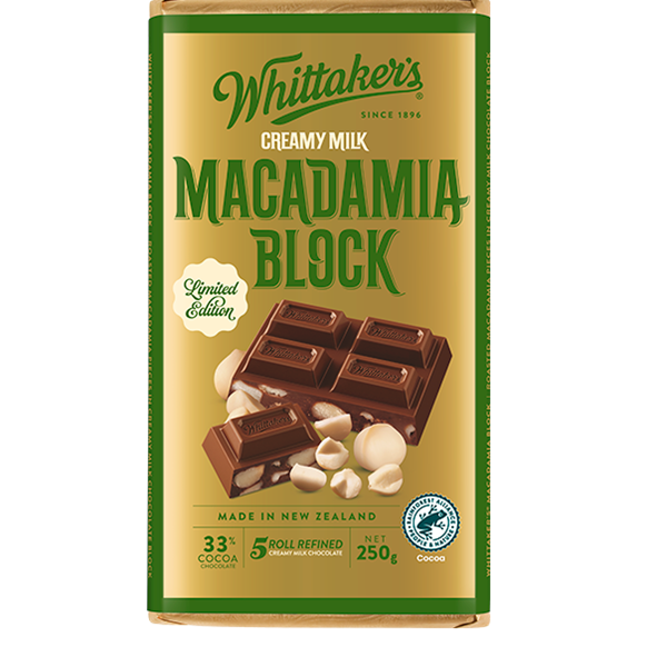 Whittakers Limited Edition Creamy Milk Macadamia Chocolate Block 250g