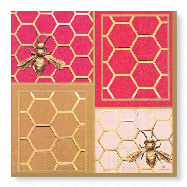 Manor Road Colourblock Bees Luncheon Napkins