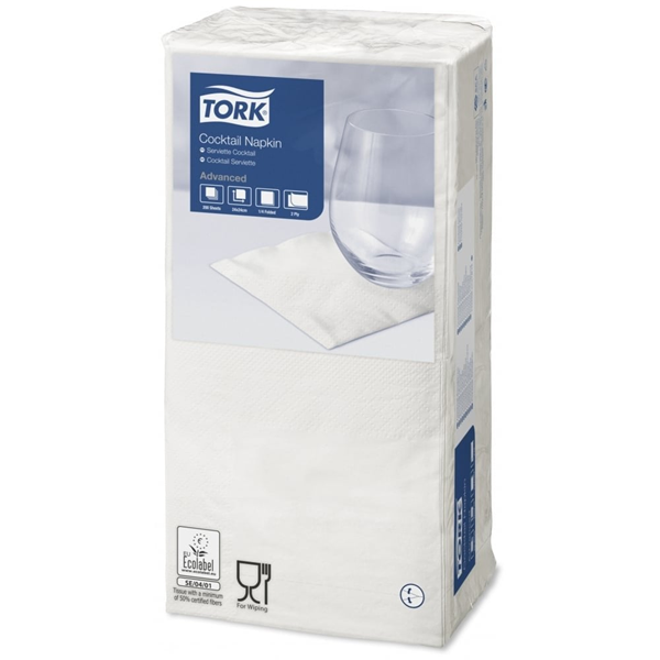 Tork Cocktail Serviette White 200pk