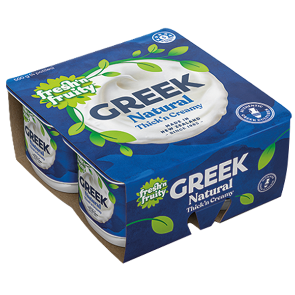 Fresh N Fruity Greek Natural Yoghurts 4pk 500g