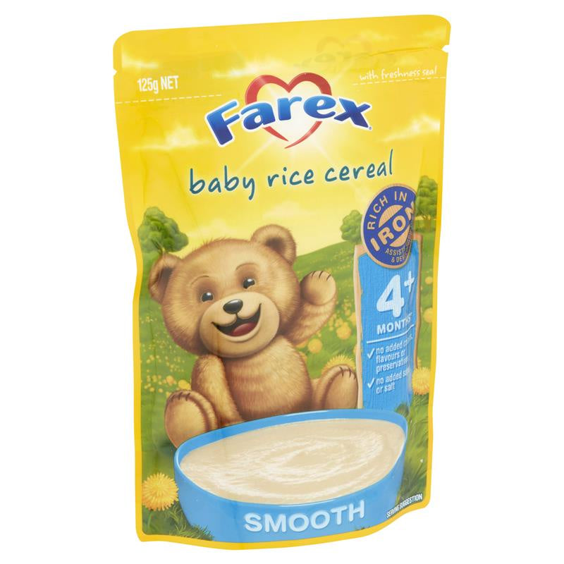 Farex Baby Rice Cereal Smooth 4+ Months Pouch 125g