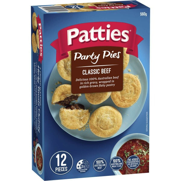 Patties Classic Beef Party Pies 12pk 560g