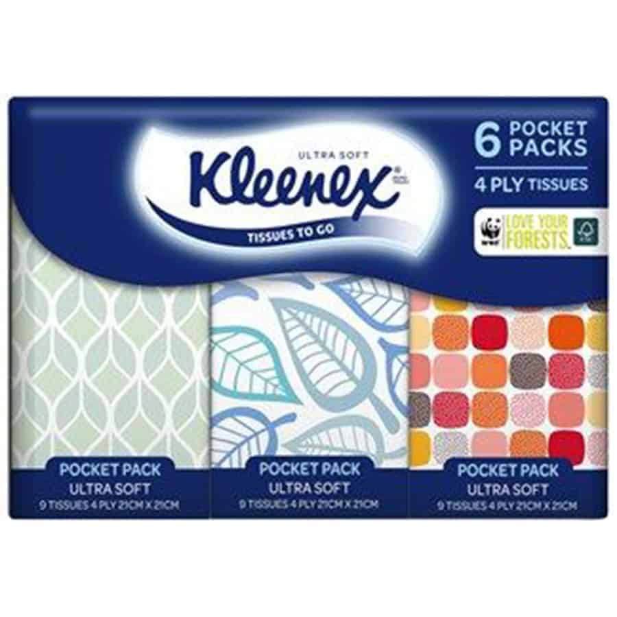 Kleenex Ultra Soft Pocket Facial Tissues 4ply 6pk