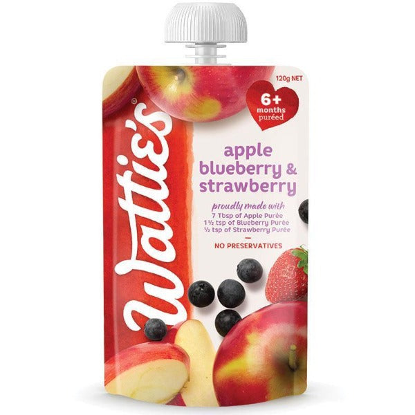 Watties Apple Blueberry & Strawberry Baby Food 6+ Months Pouch 120g