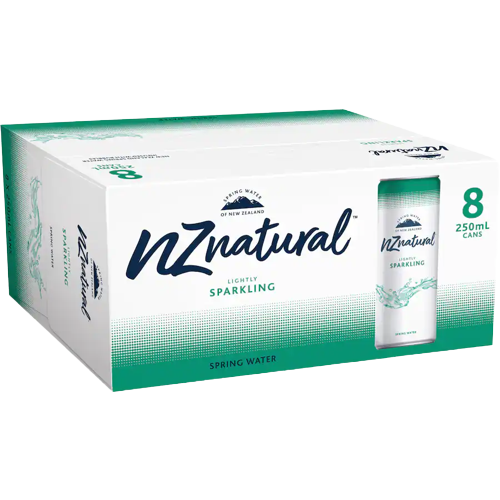 NZ Natural Lightly Sparkling Water Cans 250ml x 8pk