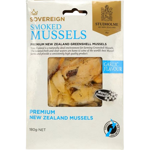 Sovereign Cold Smoke Mussels-180g, Garlic