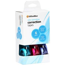 OfficeMax Correction Tape Side Operating 4.2mm x 10m Assorted Colours 6pk