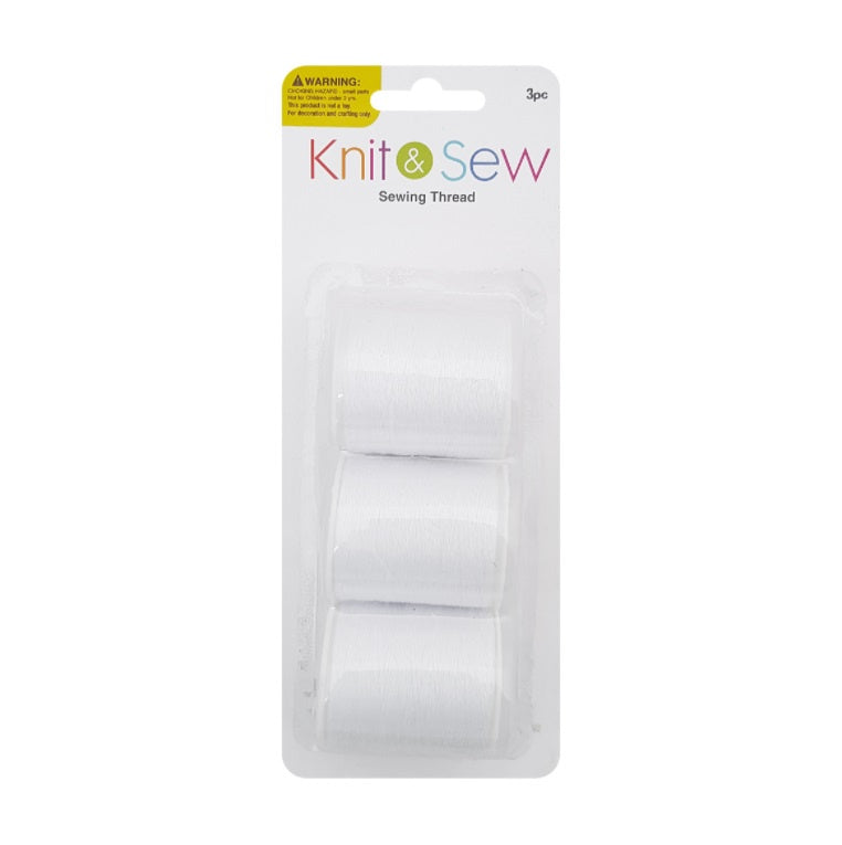 Knit & Sew Thread White 3pc 140m