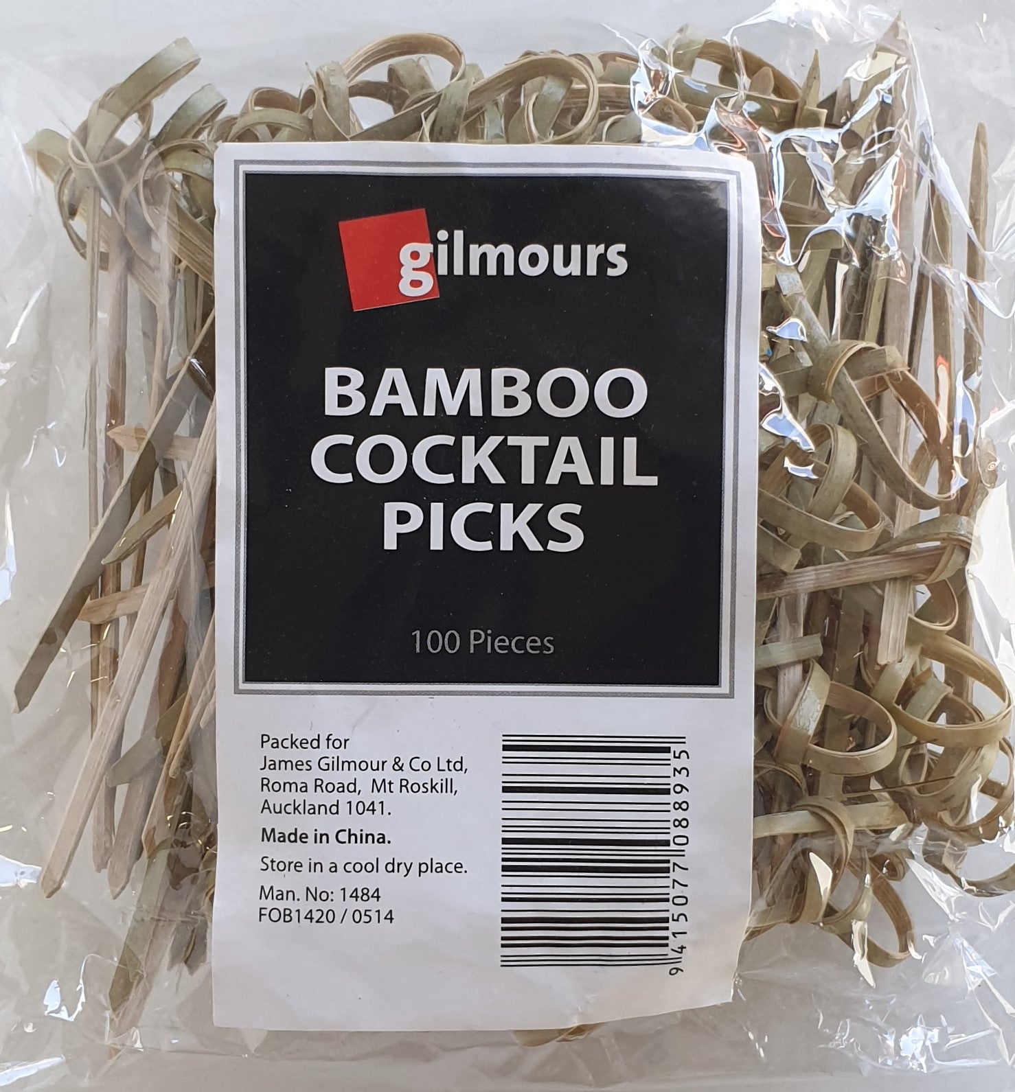 Gilmours Cocktail Picks Bamboo 100pk