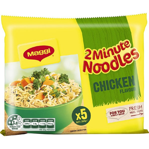 Maggi 2 Minute Chicken Flavour Instant Noodles 5pk 360g