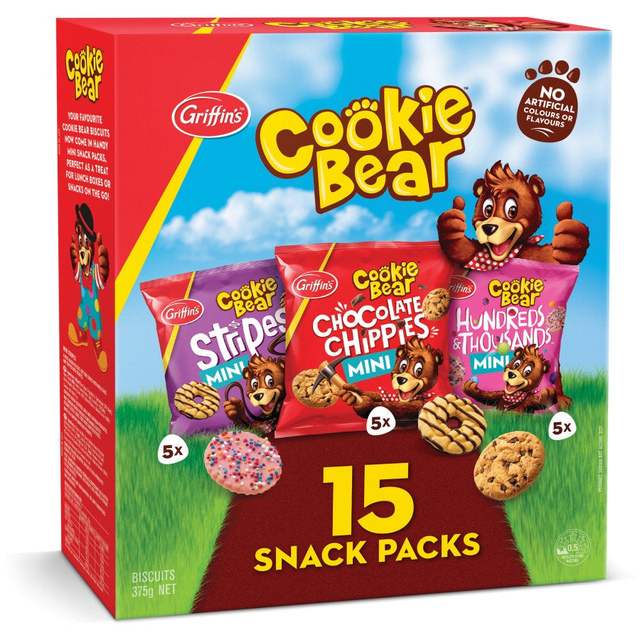 Griffins Cookie Bear Biscuits Snack Packs 15pk 375g