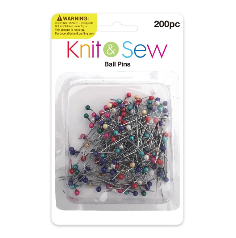 Knit & Sew Pearl Ball Pins Assorted 200pc