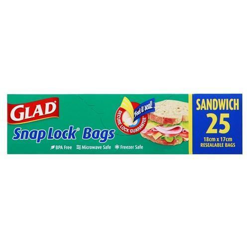 Glad Snaplock Sandwich Bags 18x17cm 25pk