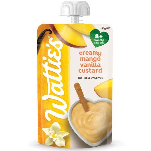 Watties Creamy Mango Vanilla Custard Baby Food 8+ Months Pouch 120g