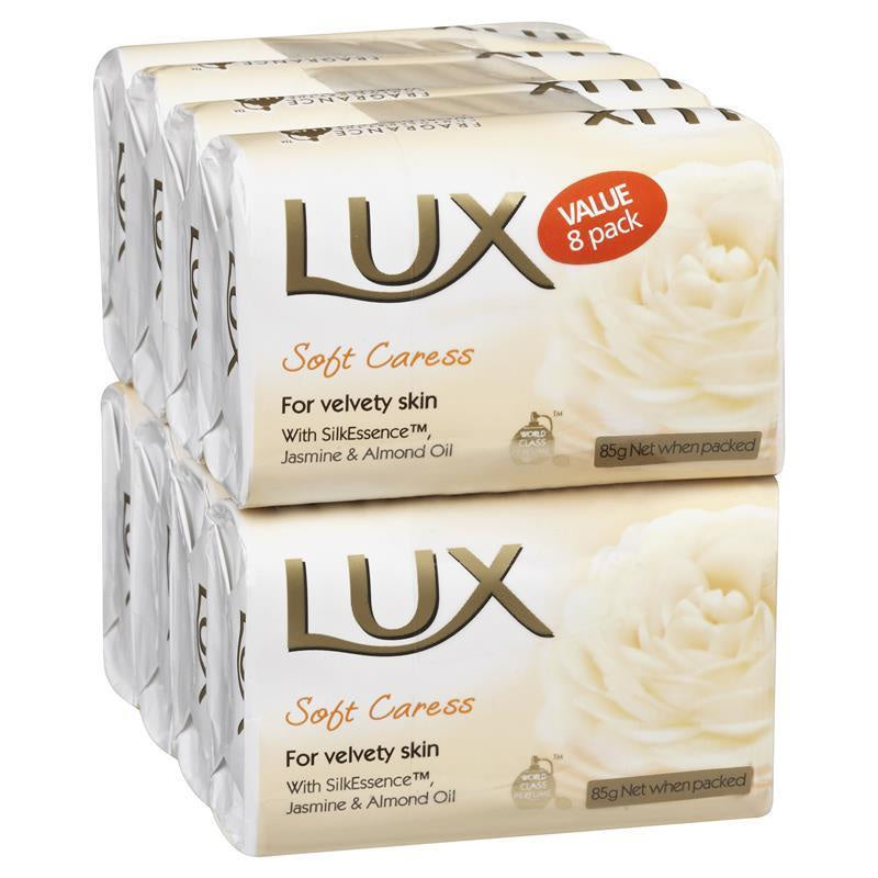 Lux Soap Bar White Soft Caress 85g 8pk