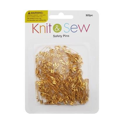 K&S Safety Pins Gold 2.4cm 160pc