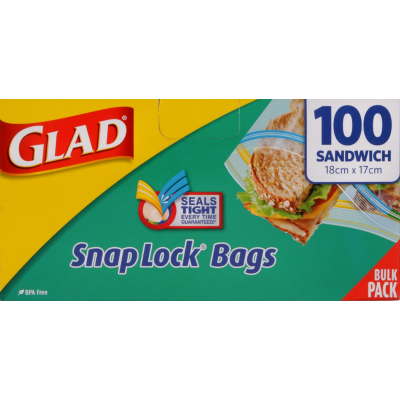Glad Snaplock Sandwich Bags 18x17cm 100pk