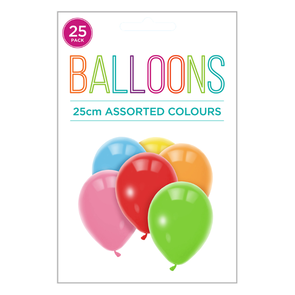 Balloons 25cm Assorted 25pk