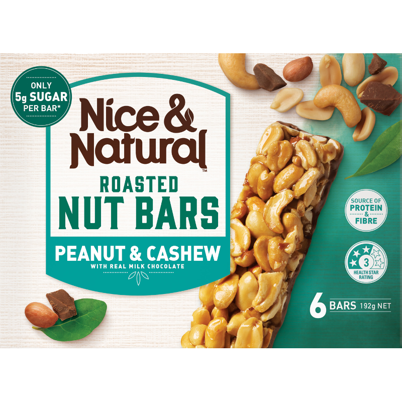 Nice & Natural Nut Bars Peanut & Cashew 192g