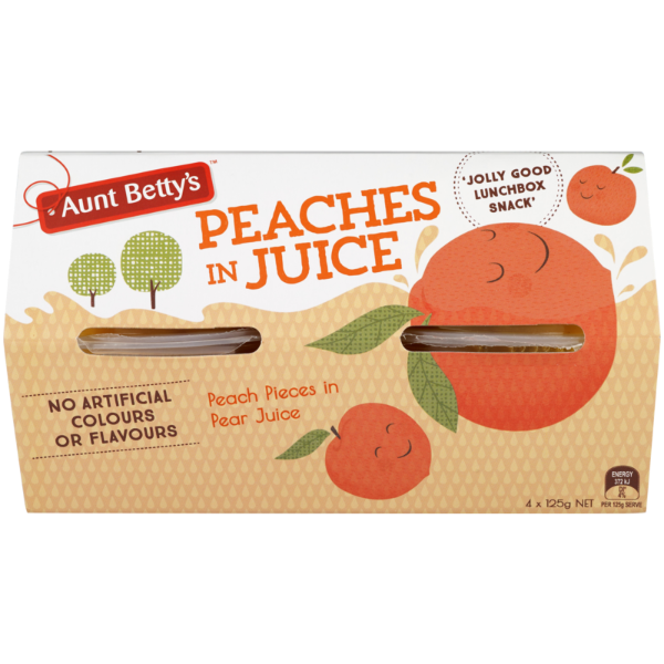 Aunt Bettys Peaches in Juice Fruit Pots 4pk 500g